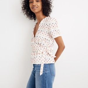 Madewell Ruffle-Hem Wrap Top in Clipdot